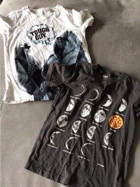 Carter's White Gorilla 'Tough Guy' & Black Moon Pizza Graphic Tees